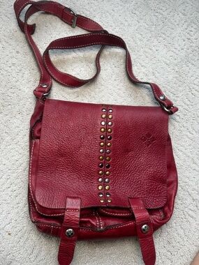 Patricia Nash Red Leather Studded Crossbody Bag